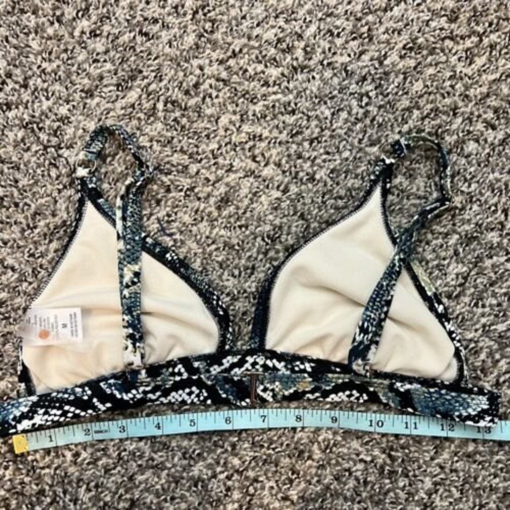 Shade & Shore Bikini Top Medium Blue Reptile Snake Triangle Swim Swimsuit - Picture 7 of 8